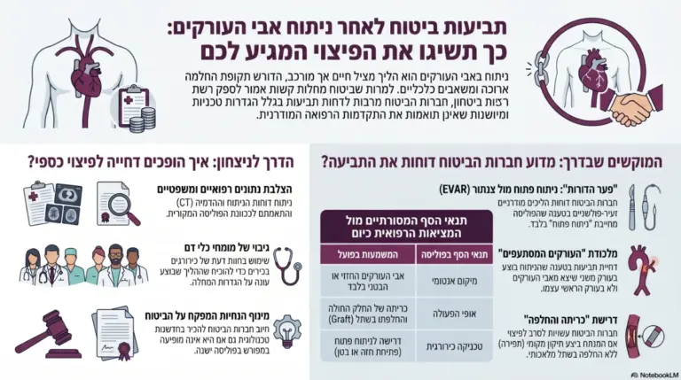 אינפוגרפיקה מורכבת לבנה הכוללת טקסט, לבבות, סמלי כסף ואנשים מקצוע מתארת בעיות בנושאי ביטוח.